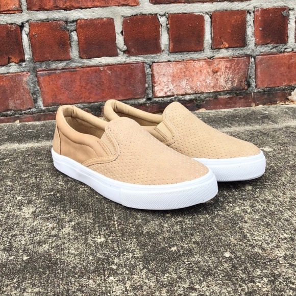 Perforated Slide On Sneakers Loafer Camel/Tan - Picture 6 of 7